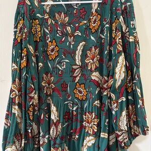 Ninety Teal Floral Blouse